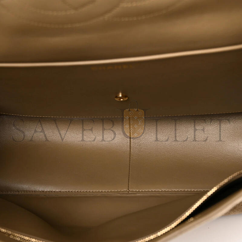 CHANEL SUEDE CALFSKIN SOUPLISSIMO MAXI FLAP DARK BEIGE (38*25*11cm)
